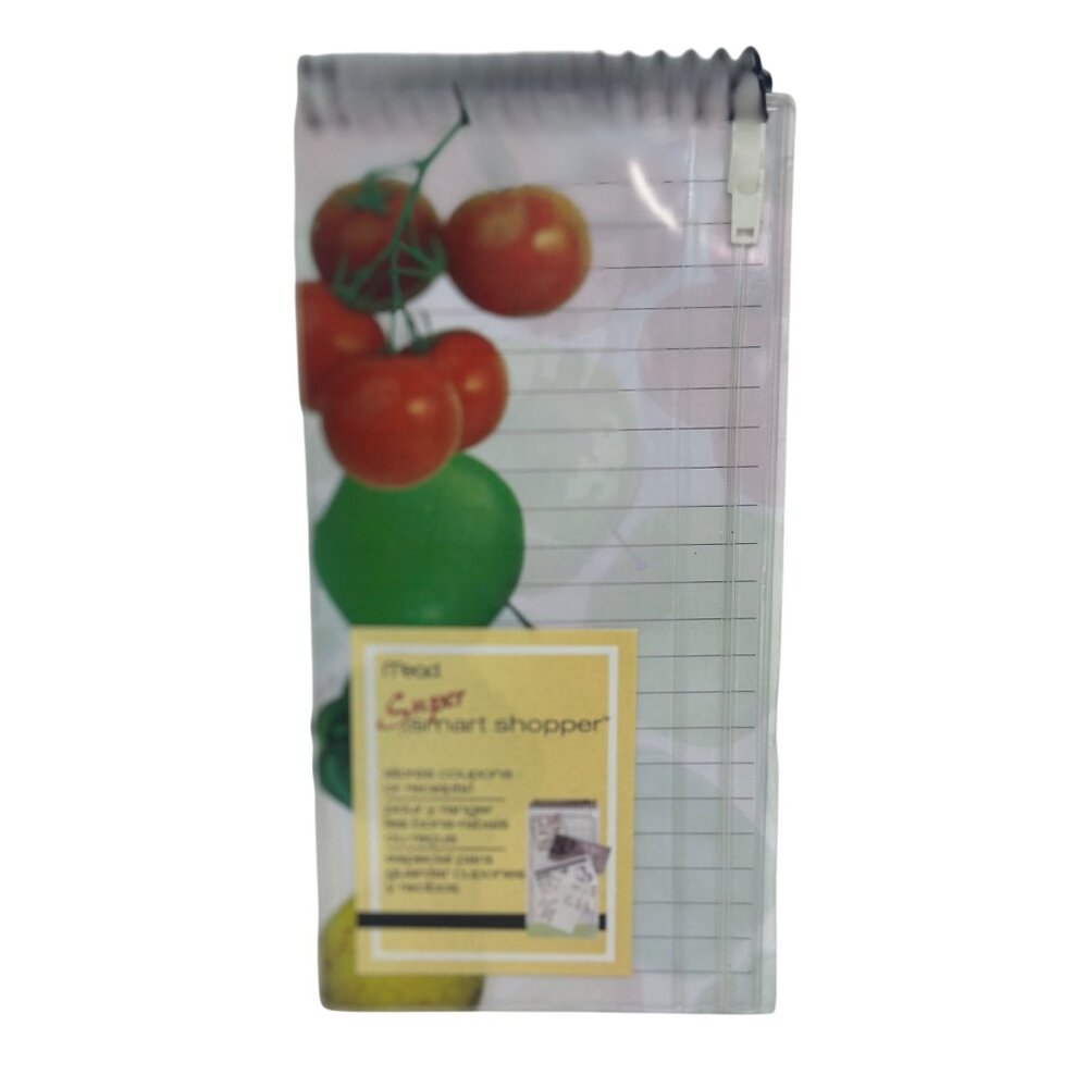 NEW NOS Mead Super Smart‎ Shopper Magnetic Grocery List Pad Coupon Pouch Tomato